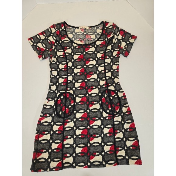 Arveh Dresses & Skirts - Arveh Women's XL Short Sleeve‎ Knit Dress Red Gray White Circle Pattern